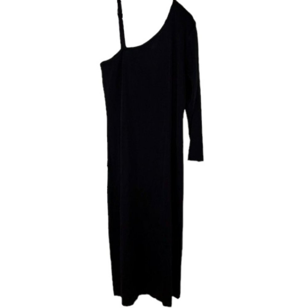 Exclusively Misook One-Shoulder Classic Knit Maxi Gown Rhinestones - Black - L - Picture 5 of 10